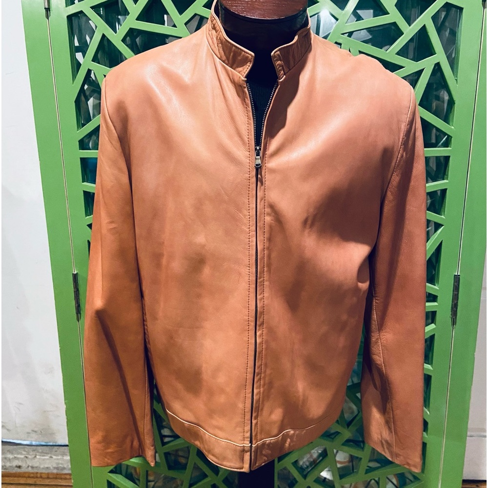 Vera Pelle Vintage Leather Rounded Collar Jacket